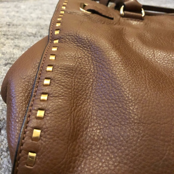 MK Hamilton large cognac Gold Trim Tote - Picture 6 of 9